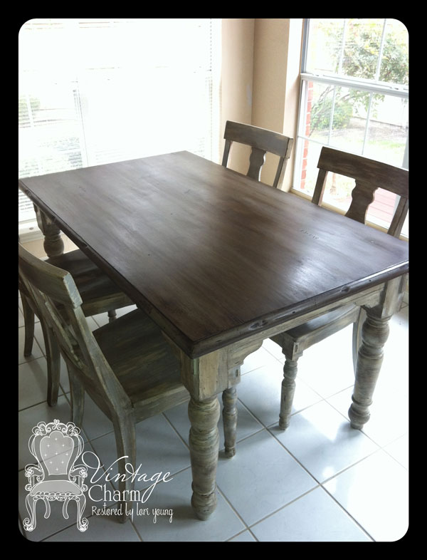 Stained Table Top over Chalk Paint by Vintage Charm Restored