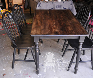 black chalk painted table-set by vintage charm restored