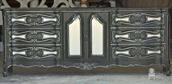 Painted-black-french-provincial dresser