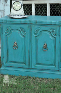 turquoise painted frencher server