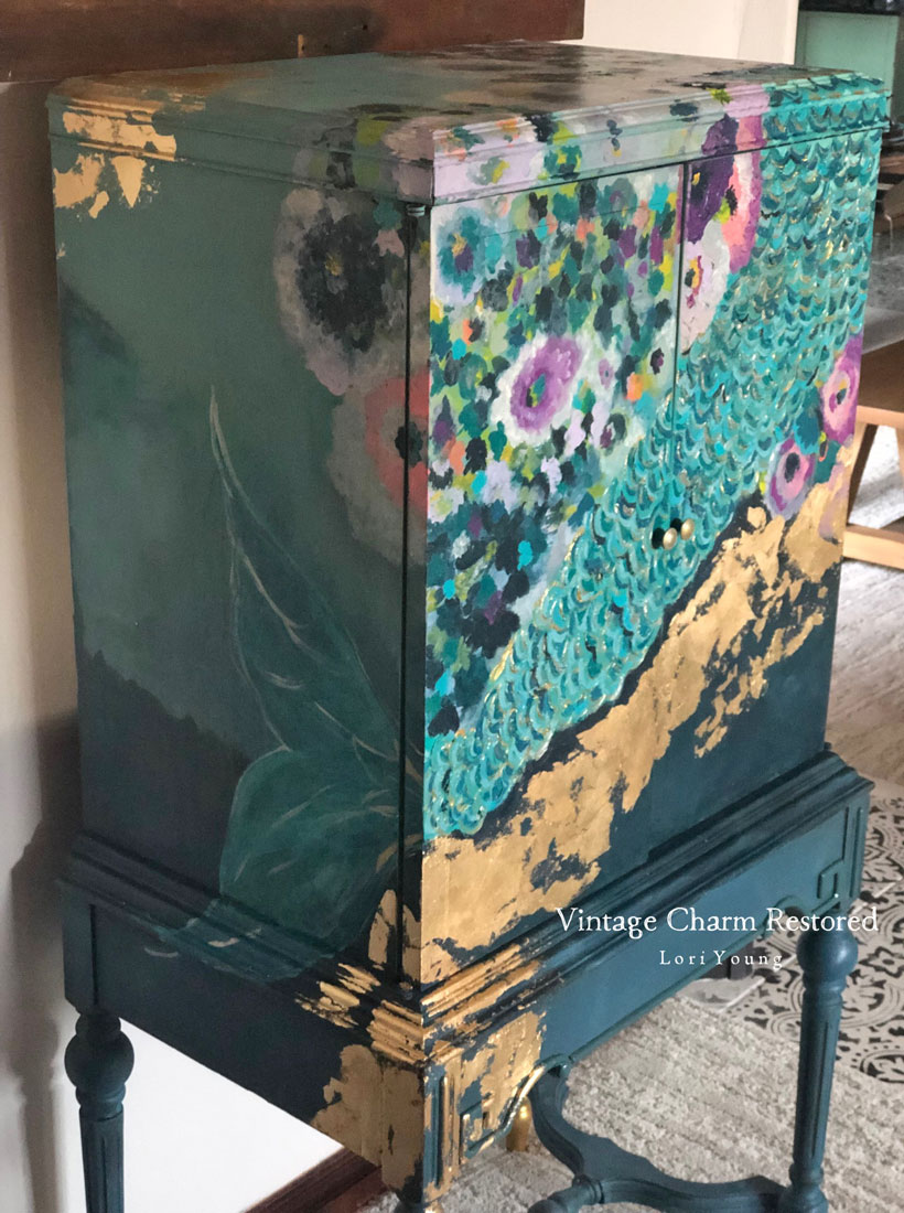 custom painted antique furniture cabinet bar desk 