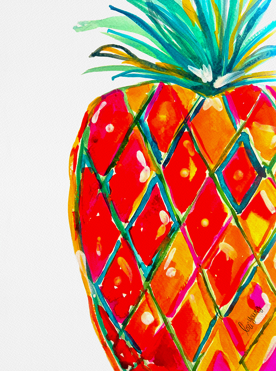 watercolor pineapple
